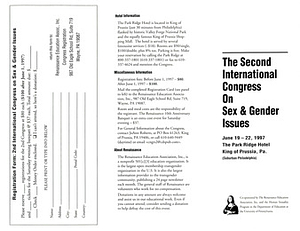 Brochure for the Second International Congress on Sex and Gender Issues (June 19-22, 1997)