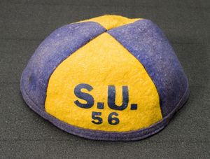 Suffolk University beanie, worn by first year undergraduate students