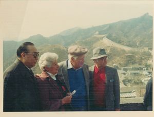 Tip O'Neill and others on the Great Wall of China as part of a congressional delegation to China, 3 April 1983