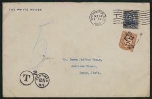 Envelope, October 14, 1905, Theodore Roosevelt to James Jeffrey Roche