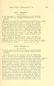 1795 Chap. 0007 An Act Repealing A Certain Clause Of An Act Intitled ...