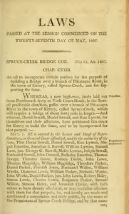 1807 Chap. 0001. An act to incorporate certain persons for the purpose of building a Bridge over a branch of Piscataqua River, in the town of Kittery, called Spruce-Creek, and for supporting the same.