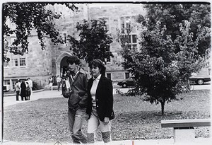 Students walking on Boston College campus