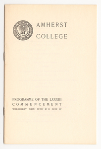 Amherst College Commencement program, 1904 June 29