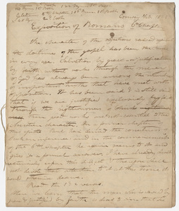 Edward Hitchcock unnumbered sermon, "Exposition of Romans 6th Chapter," 1825 February
