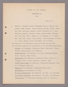 Amherst College faculty meeting minutes 1910/1911