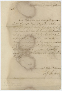 Jeffery Amherst letter to Colonel John Bradstreet, 1763 September 3