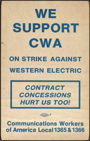 We support CWA on strike against Western Electric