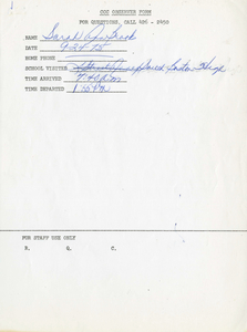 Citywide Coordinating Council daily monitoring report for South Boston High School by Sarah Brooks, 1975 September 24