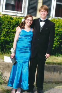 Emily and Cameron--ready to greet their dates and go to the prom