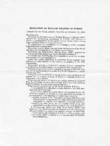 Resolution on Nuclear Weapons in Europe