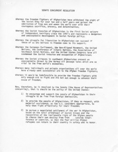 Senate Concurrent Resolution to assist the freedom fighters of Afghanistan