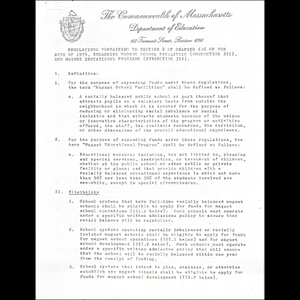 Regulations pertaining to section 8 of chapter 636 of the acts of 1974, regarding magnet school facilities (subsection 37I), and magnet educational programs (subsection 37J).