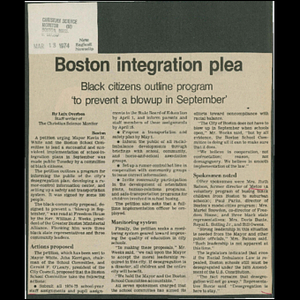 Boston integration plea: Black citizens outline program 'to prevent a blowup in September.'