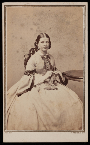 Studio portrait of Annie B. Stevenson, Boston, Mass., 1862