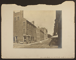 View of commercial buildings on the corner of Tremont Street and Eliot Street, Boston, Mass., ca. 1872