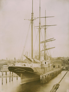 Barkentine "Herbert Fuller", wharf near 81 Summer St., East Boston, "at time of trial for the murder of the captain"