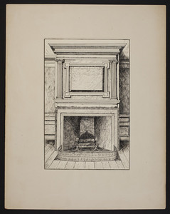 Early New England Interiors. [Cabot House parlor chimney piece.]