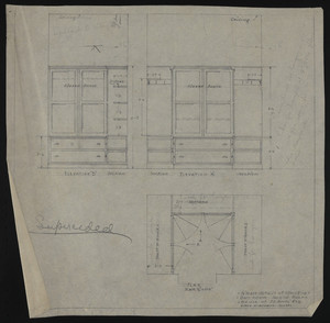 1/2" Scale details of closet in Own Room, second floor, House of J.S. Ames Esq., undated