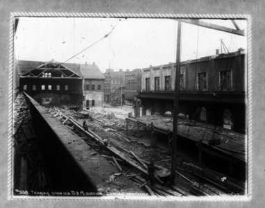 Tearing down old Boston & Maine Station, looking northerly, Boston, Mass.