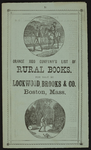 Orange Judd Company's list of rural books, 245 Broadway, New York, New York, ca. 1865
