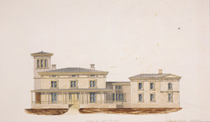 East elevation of an unidentified Italianate villa, designed by Gervase Wheeler, location unknown, ca. 1848-1849