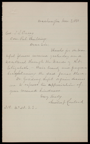 Amelia J. Rowland to Thomas Lincoln Casey, March 3, 1880