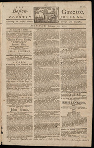 The Boston-Gazette, and Country Journal, 17 February 1772