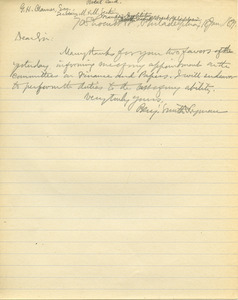 Letter from Benjamin Smith Lyman to G. H. Clamer