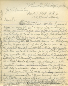 Letter from Benjamin Smith Lyman to Joseph S. Harris