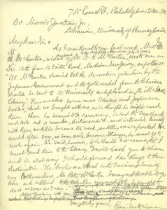 Letter from Benjamin Smith Lyman to Morris Jastrow