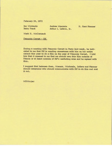 Memorandum from Mark H. McCormack to Jay Michaels, Andrew Maconie, H. Kent Stanner, Barry Frank, Arthur J. Lafave