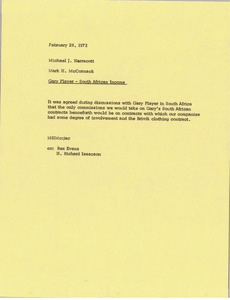 Memorandum from Mark H. McCormack to Michael J. Narracott