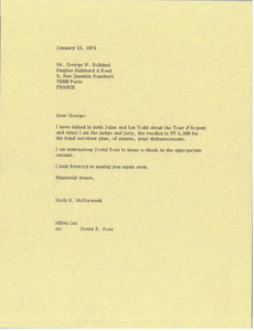 Letter from Mark H. McCormack to George W. Balkind