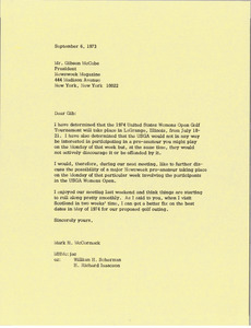 Letter from Mark H. McCormack to Gibson McCabe