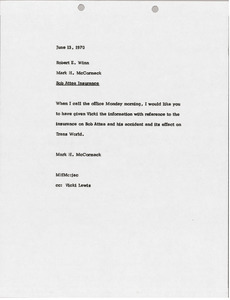 Memorandum from Mark H. McCormack to Robert E. Winn