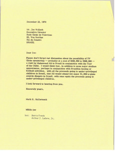 Letter from Mark H. McCormack to Joe Wallach