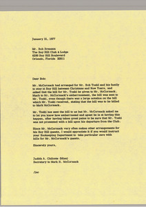 Letter from Judy A. Chilcote to Bob Branson