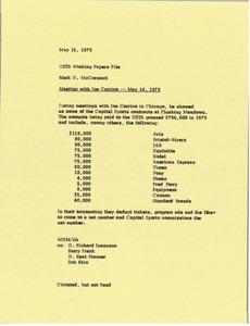 Memorandum from Mark H. McCormack to United States Tennis Association working papers file