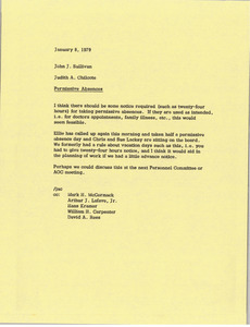 Memorandum from Judy A. Chilcote to John J. Sullivan