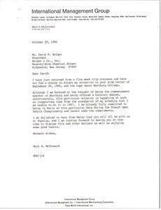 Letter from Mark H. McCormack to David F. Bolger
