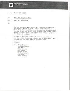 Memorandum from Mark H. McCormack concerning Chrysler