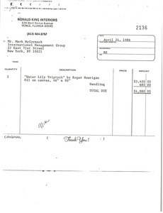 Ronald King Interiors invoice