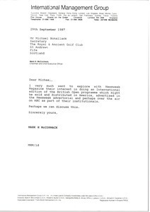 Letter from Mark H. McCormack to Michael Bonallack