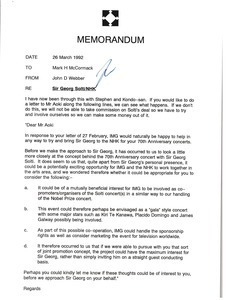 Memorandum from John D. Webber to Mark H. McCormack