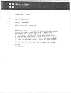 Memorandum from Mark H. McCormack to Laurie Roggenburk