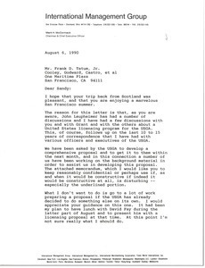 Letter from Mark H. McCormack to Frank D. Tatum Jr.