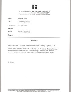 Fax from Mark H. McCormack to Laurie Roggenburk