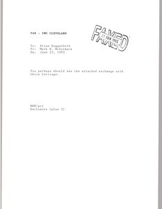 Fax from Mark H. McCormack to Brian Roggenburk