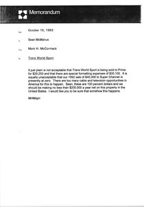 Memorandum from Mark H. McCormack to Sean McManus